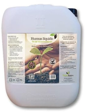 Humus líquido 5L Vermiduero. Abono líquido derivado del humus de lombriz, ecológico. 100% Natural. Apto para aplicaciones foliares y fertirriego