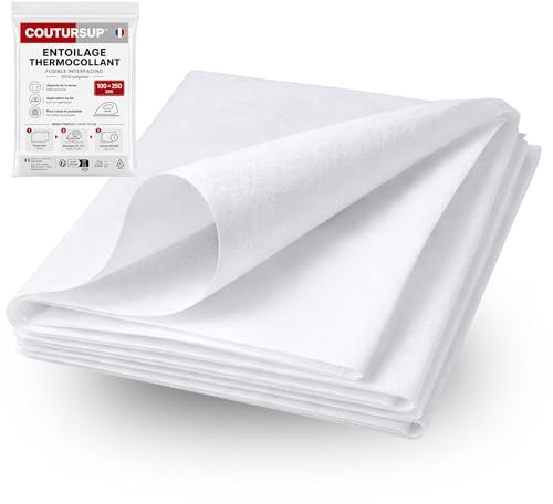 Coutursup — Marque Française | Entoilage Thermocollant Couture Blanc 100×250 cm | Renfort Non Tissé Polyester, Idéal Couture, Vêtements, Sacs et Loisirs Créatifs