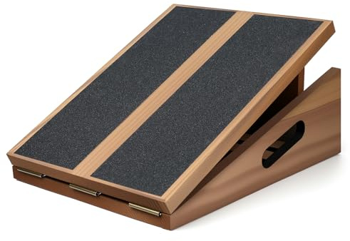 Planche Inclinée Réglable en Bois - Planche d'Équilibre Portable pour Squats, Étirement des Mollets, Cheville et Rééducation Physique, Planche d'Inclinaison Professionnelle pour Fitness