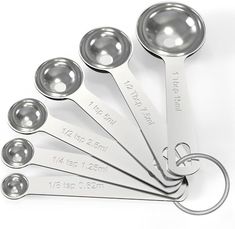 Measuring Spoons Set,6 Pcs Heavy Duty Stainless Steel Measuring Spoons, Tablespoon Teaspoon for Dry or Liquid Ingredients, for Coffee/Baking or Cooking Ingredients Measuring