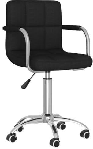Heofavd Chaise de salle à manger pivotante noire - Chaise de cuisine moderne en tissu avec vérin à gaz et réglage de la hauteur - Chaise pour salle à manger et cuisine - Rotation à 360° - Rembourrage
