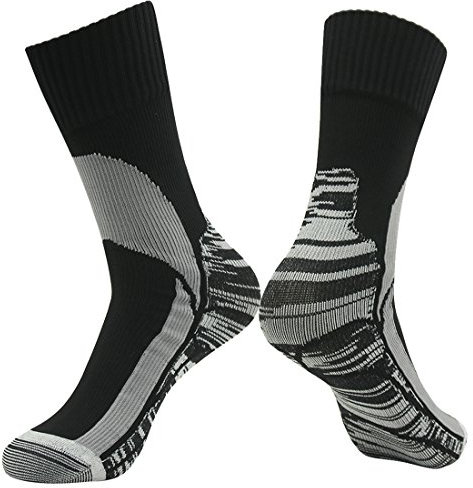RANDY SUN Wasserdichte Herren-Wandersocken, Damen, Skifahren, Camping, Watwege, Klettern, Radfahren, Angeln, Sport, winddicht, Business-Crew, gepolsterte Socken, Schwarz, Grau M