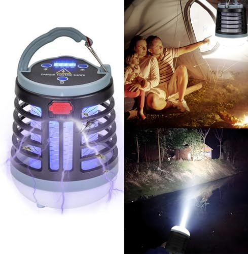 Zapper portátil de Insectos, lámpara de Camping eléctrica Recargable para Asesino de Mosquitos, 2 en 1 para Interiores y Exteriores, IPX4, luz Impermeable para Viajes, Patio, hogar, jardín, etc.