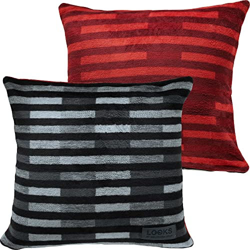 Looks by Wolfgang Joop Wendekissenhülle grau/rot Größe 50x50 cm