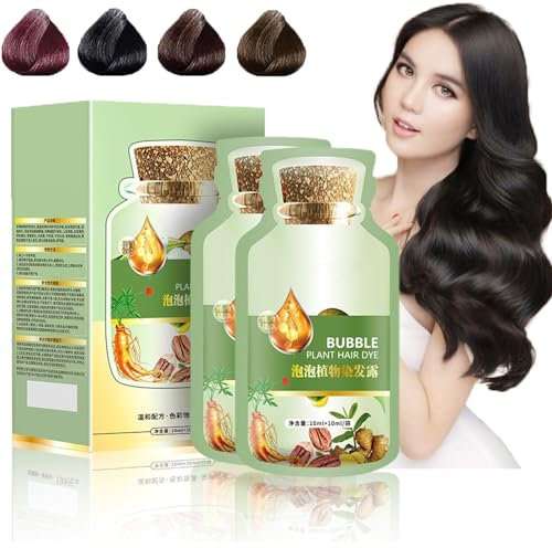 Tinte de pelo natural de la planta, tinte de pelo de la burbuja, crema del tinte de pelo de la fruta de la planta, extracto puro de la planta para el tinte de pelo gris de la burbuja (Marrón oscuro)
