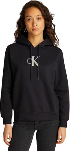 Calvin Klein Damen Hoodie Gradient mit Tunnelzug, Schwarz (Ck Black), XS