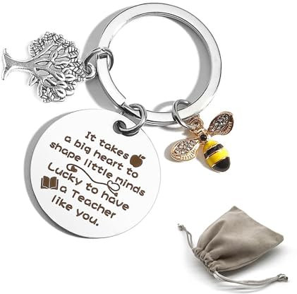 Geebymol Inspirational Bee Keyring Gifts for Women Men Thank You Teacher Gifts End of Year Gifts for Teachers Leaving Gifts for Colleagues Thanksgiving Day Birthday Christmas Gifts Keychain Present
