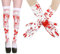 HORREX Halloweenblutsocken Halloween Blutige füR Halloween Blutige Handschuhe Socken Set,Cosplay Blutiges Halloween Karneval Mottoparty KostüMe füR Frauen Gruselige Blutsocken und Handschuhe