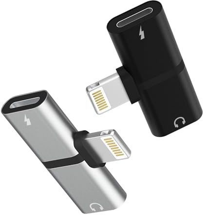Jack Doppio Lightning Cuffie Accessori Aux Adattatore (2Pack) Caricatore Cavo Adapter audio auricolari Cavetto Headphone Sdoppiatore Autoradio Ricarica Cuffia Dongle per Apple iPad XR iPhone 14 ip-ZT