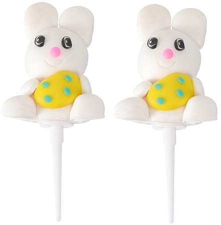 DECHOUS 2pcs Unique First Birthday Cake Topper Mushroom Bunny Cake Decorations Birthday Cupcake Ornaments Party Accessory