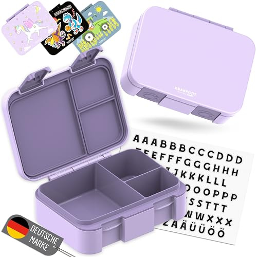 BEARFOOT Bento Box COMPACT Lunchlåda för barn (lila, 650 ml) | BPA-fri, läckagesäker matlåda med fack, för skola och förskola, för flickor och pojkar, lätt och kompakt