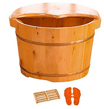 Wood Foot Bath Barrel, Sauna Bucket,Pure Wood Bathtub Bucket,Handmade,Sauna Accessories For Footbath Tubs,Foot Relaxing Bath Barrel (Color : A) Present (B)
