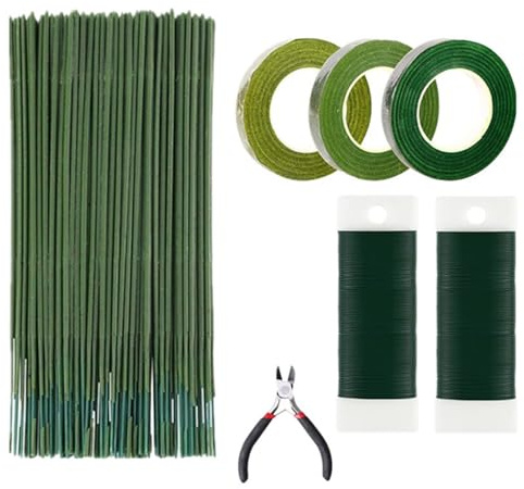 ZXYZLJJD Kit per composizioni floreali, 7 strumenti per composizioni floreali, inclusi nastri e involucri floreali, filo a stelo floreale, per bouquet di fiori fai da te