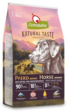 GranataPet Natural Taste Pferd Mono, Monoprotein-Trockenfutter für Hunde, Hundefutter ohne Getreide & ohne Zuckerzusätze, Alleinfuttermittel für ausgewachsene Hunde, 4 kg