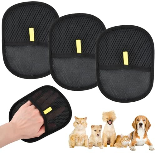 Ziyonix 3 Pièces Gants de Toilettage pour Animaux Gants pour Chiens pour la Perte Gants pour Enlever les Poils de Chat Gants D'épilation D'animaux Réutilisables pour Lavage DémêLage et Toilettage