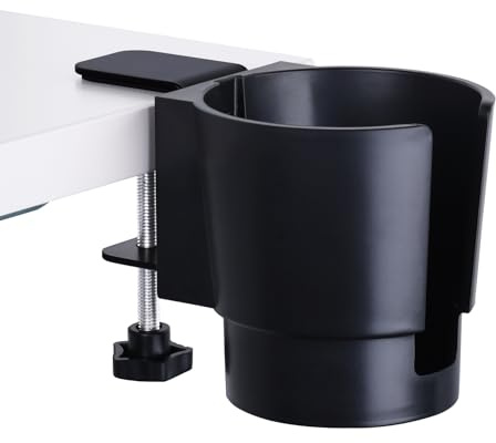Universal Large Desk Cup Holder Clamp on, Heavy Duty Plastic Drink Holder