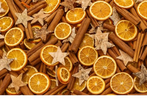 Confezione da 200 pezzi per fai da te, decorazione naturale, bastoncini di cannella, fette d'arancia, decorazione natalizia, materiale naturale, corona dell'Avvento, cannella, stelle, fetta d'arancia