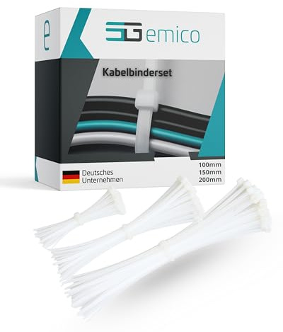 emico Kabelbinder Set 75 Stück Natur - Längen 100/150/200 mm - 2,5/3,6/4,8 mm - Aus hochwertigem PA 6.6 - Selbstverriegelnd & universell - Ideal für Organisation, Befestigung & Bündelung aller Art