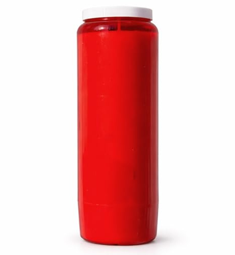 Horeca Candles - Set da 20 Ceri Votivi a Olio Vegetale n.9 - Durata 9 Giorni (216 Ore) - Rosse - Lumini Cimitero Antigoccia in Contenitore - Candele Novena Tombali Senza Profumo