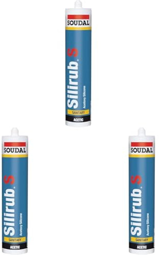 Soudal 101670 Silirub S Mastic Silicone Sanitaire Acétique, Brun, 310 ml (Lot de 3)
