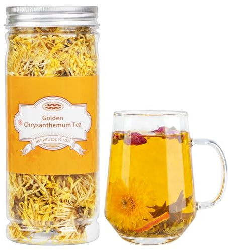Dried Yellow Chrysanthemum Flower Tea, 20g/0.7oz Premium Dried Chrysanthemum Tea, Pure Juhua Herbal Tea Loose Leaf, Sweet Fresh No Sugar No Gluten