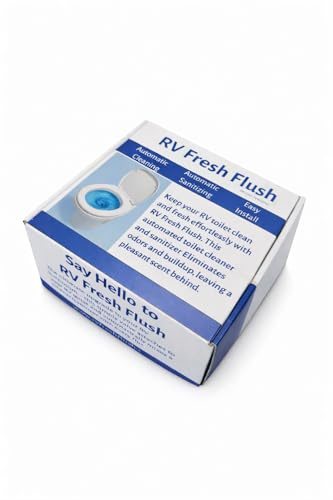 FRESH FLUSH RV automatically mixes cleaner with every flush, keeping your camper or marine toilet fresh, sanitary, and odor-free—Installs in minutes and works with standard RV toilet water inlets.