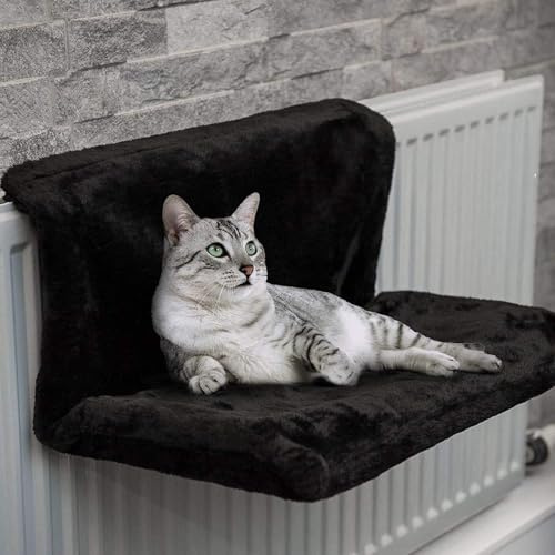 Lit de radiateur pour Chat - Lit Confortable pour Chauffage - Tissu Peluche - Hamac pour Chauffage - Lit Suspendu pour Chat - Cadre en métal Stable - Tissu en Peluche Pliable