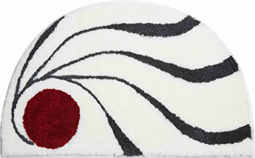 Grund COLANI Exklusiver Designer Badteppich 100% Polyacryl, ultra soft, rutschfest, ÖKO-TEX-zertifiziert, 5 Jahre Garantie, Colani 18, Badematte 50x80 cm halbrund, weiss