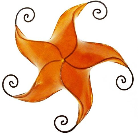 orientale lampada soffitto marocchino lampada da soffitto a sospensione Henna lampada Pelle lampada Orient Stella Nejma 50 cm, Orange, Durchmesser x Höhe: ca. 50 cm x ca. 15 cm, E14