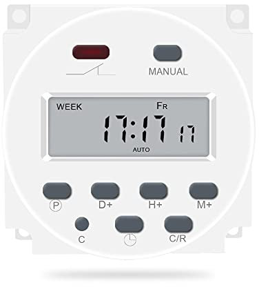 CN101 Minuterie numérique CC/CA 12V, commutateur de relais de temps programmable LCD pour prises électriques, blanc