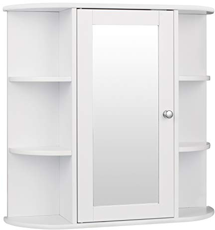 eSituro Spiegelschrank Badspiegel Hängeschrank mit Türen Wandschrank Badschrank, Weiß, BxHxT ca: 60x58x16cm