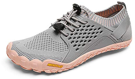 NORTIV 8 Womens Barefoot Water Sports Shoes - Outdoor Athletic Pool Swim Hiking Aqua Shoes, Light/Grey/Pink - 7.5 (Treklady-2)