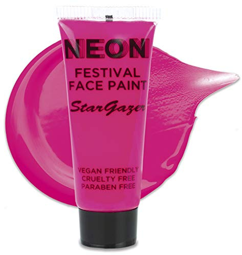 Stargazer Neon UV-Reactive Festival Face and Body Paint, Sweat Proof Vibrant Colour, Pink