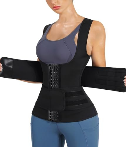 Nebility Women Sauna Sweat Vest Hot Neoprene Sauna Suit Weight Loss Workout Top Waist Trainer Shirt Body Shaper (X-Large, Black)