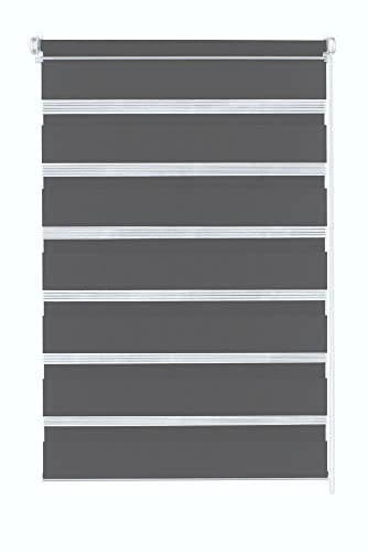 YOURSOL Doppelrollo EasyFix, Rollos ohne Bohren, Verdunklungsrollo, Anthrazit, 70 x 200 cm