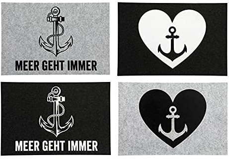 itsisa Filz Tischset Maritim, 4er Set - Platzmatte Anker, Meer, Platzset, Tischmatte, Filzset
