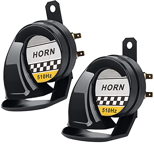 2 Stück Air Hupe 12v 300DB, Auto Signalhorn Extrem Laut, Autohupe Fanfare Druckluft, Schneckenlufthorn für Lkw Motorrad, Horns für Trucks Roller Boot Motorcycle Electric Car Hupe (Schwarz)