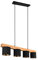 Reality Leuchten Pendelleuchte Cameron R30654002, Metall Schwarz matt, Stoffschirm schwarz,goldfarbig, Holz, exklusiv 4x E14