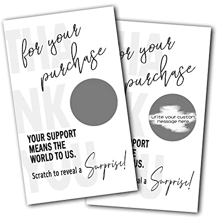 Thank You For Your Purchase Scratch Off Cards - Blank Gift Certificate Cards - Small Business Thank You for Order Cards - Make Your Own DIY Grey Scratch Off Cards - 50 Cards And 50 Stickers(C10)