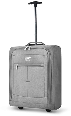 LUGG Cabin Size Lightweight Luggage - Durable 600D Polyester Snowflake Push Up Trolley - Solid Wheels - Easyjet, Ryanair, British Airways - Airway Locker (45x36x20cm)