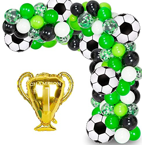 Guirlande de ballons de football, décoration d'anniversaire, ballons à confettis joyeux anniversaire, décoration de football, anniversaire, garçon, décoration de football, décoration d'anniversaire