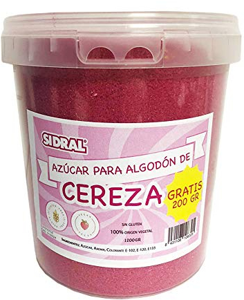 SIDRAL/ CERISE| Sucre Barbe à papa pour Machine/ 1200 gr (200gr. GRATUIT)…