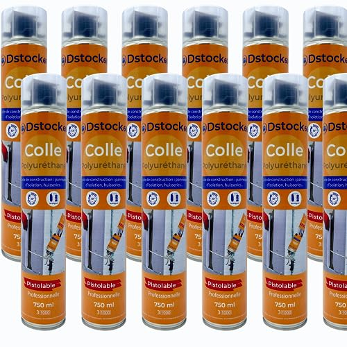 DSTOCK60-12 colles de montage polyuréthane pistolable - Colle polyuréthane non expansive - Pour le collage et montage de matériaux isolants, panneaux XPS et EPS, rouleaux d'étanchéité toiture bitume