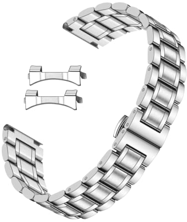 Kai Tian Metall Uhrenarmband Herren 18mm 20mm 22mm 24mm Edelstahl Uhrenarmbänder Ersatz mit Geradem & Gebogenem Ende Zweifarbig (18mm, Silber)