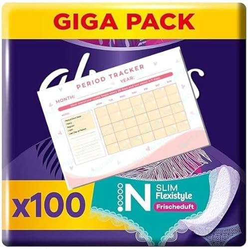 Daily | Fresh Slim Flexistyle Pantyliners | 100 Pads | Fresh Scented Gigapack | Ultra Thin | Bundle | Sanitary Towels | Suitable for All Panty Shapes | Women | Period Tracker Included
