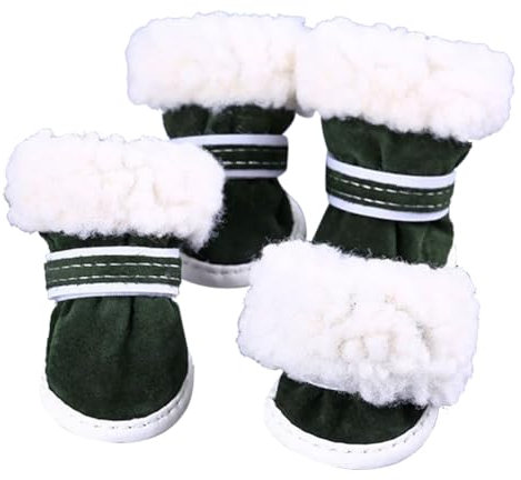 PLUSHCEWT Hundeschuhe für verletzte Pfoten, Spazierengehen, verstellbar, waschbar, rutschfest, für mittelgroße und kleine Hunde, 4 Stück, Dunkelgrün, Größe 5