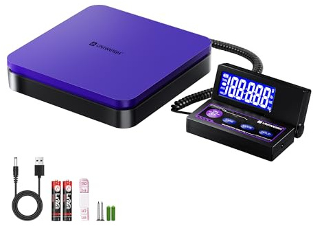 UNIWEIGH Digital Shipping Scale 110lbs/0.1oz Accurate,Postal Scale with 5 Units/LCD/Tare/Hold Function,Auto-Off,Postage Scale for Packages Small Business/Mail Scale,Includes Battery & USB-A