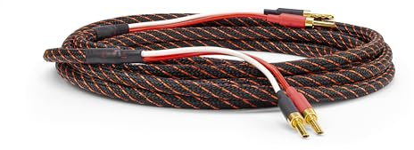 Dynavox Perfect Sound Flex Cable de Altavoz, confeccionado, extremadamente flexible, conectores huecos de banana chapados en oro, transmisión de señal sin pérdidas, cobre OFC de alta pureza, par, 5m