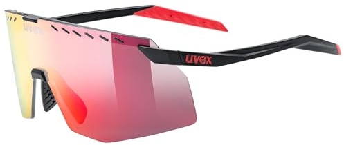 uvex pace stage - Gafas de deporte para adultos - 100% protección UVA, UVB y UVC - tintadas para realzar el contraste - black matt/mir.red - one size