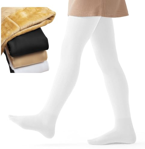Domueay Collants épais pour filles, Thermiques d'hiver Collant, 2-10 ans | Extensibles, Doux, Confortable, Chauds Leggings avec pieds en polaire, Décontractés Performance danse école ballet